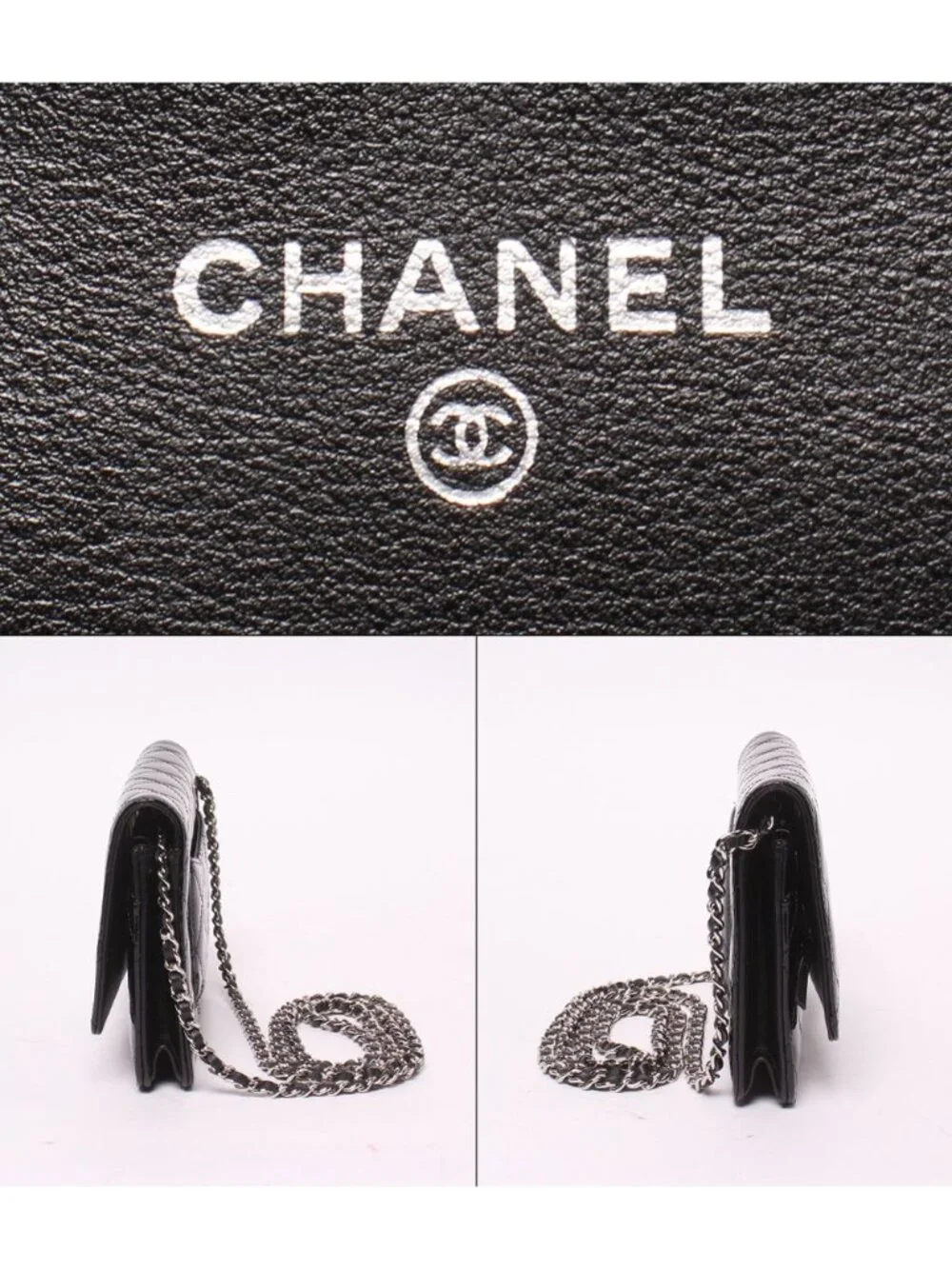 Chanel Chain Wallet Shoulder Bag Crossbody Single Flap Silver Quilted Enamel